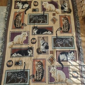 Vintage Cat Theme Tapestry Blanket